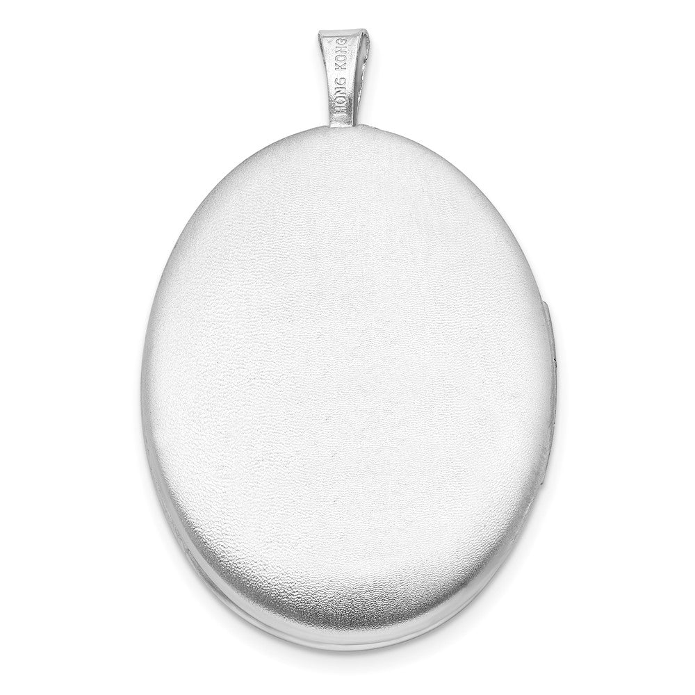 Sterlingsilber Rhodiniert Satiniert Emaille Kleeblatt Rand 26x20mm Oval Medaillon