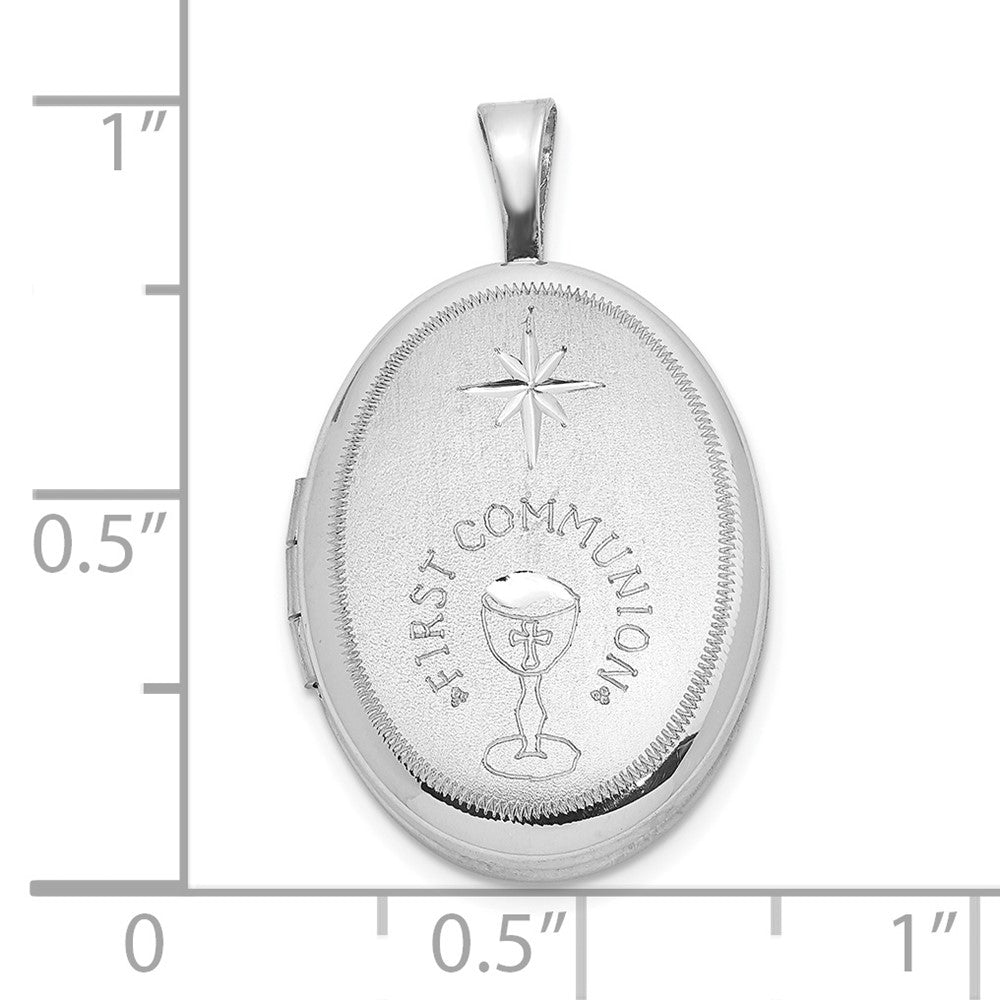 Sterlingsilber Rhodiniert Diamantiert First Kommunion 19x15mm Oval Medaillon