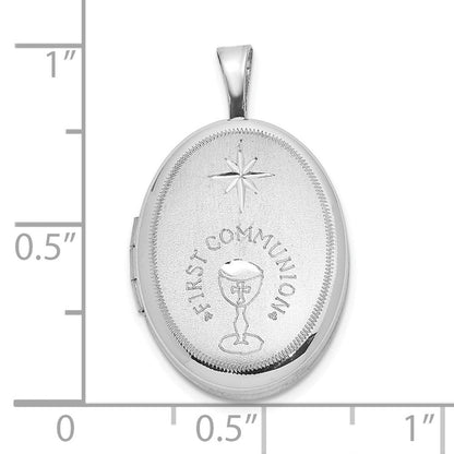 Sterlingsilber Rhodiniert Diamantiert First Kommunion 19x15mm Oval Medaillon