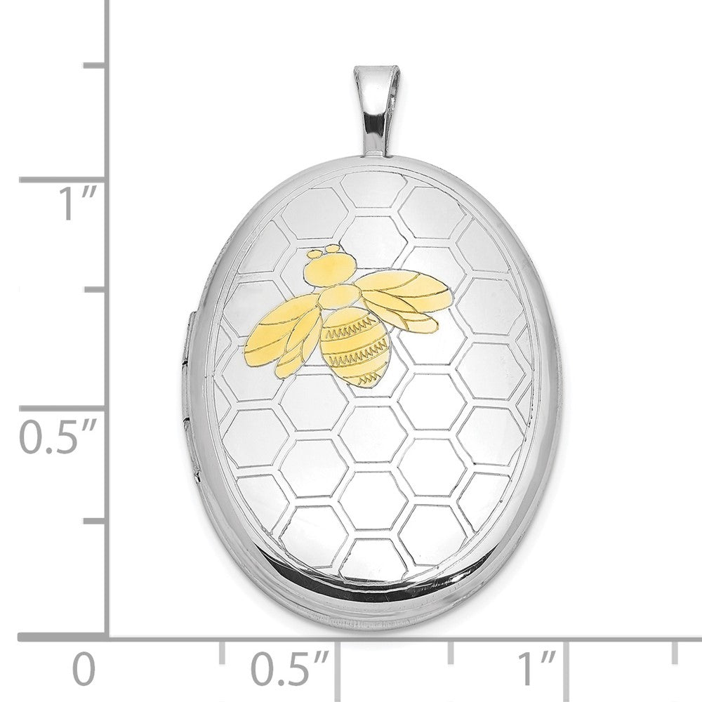 Sterlingsilber Rhodiniert Goldfarben Biene & Honeycomb 26x20mm Oval Medaillon