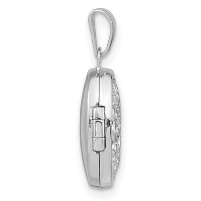 Sterlingsilber Rhodiniert Wirbel Design 14mm Oval Medaillon