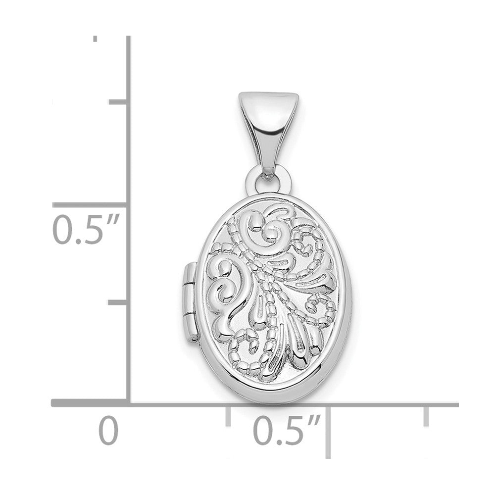 Sterlingsilber Rhodiniert Wirbel Design 14mm Oval Medaillon