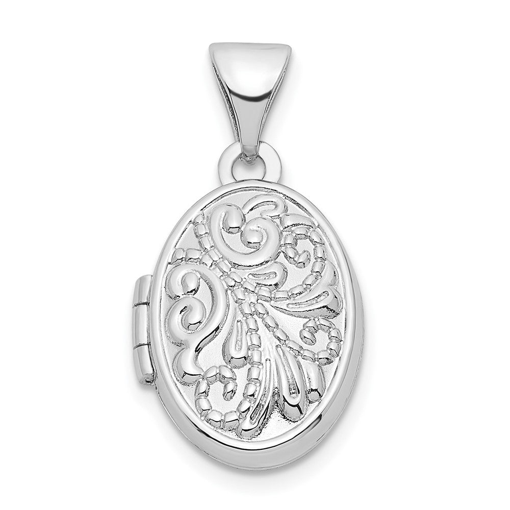 Sterlingsilber Rhodiniert Wirbel Design 14mm Oval Medaillon