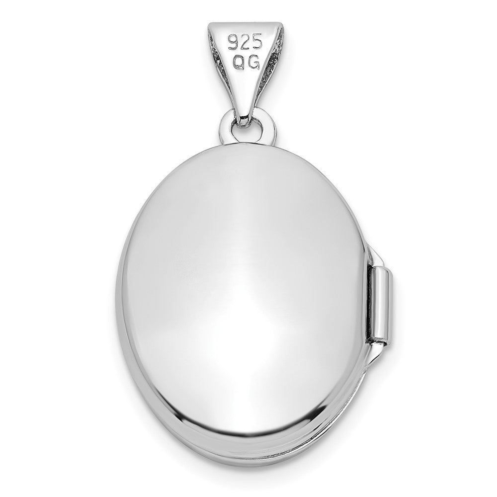 Sterlingsilber Rhodiniert Blumen 17mm Oval Medaillon