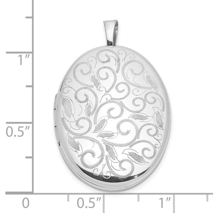 Sterlingsilber Rhodiniert Ranke Design 26x20mm Oval Medaillon