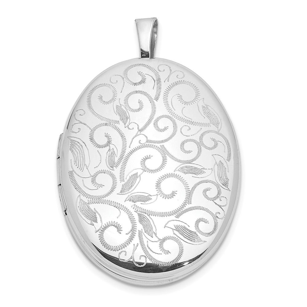 Sterlingsilber Rhodiniert Ranke Design 26x20mm Oval Medaillon
