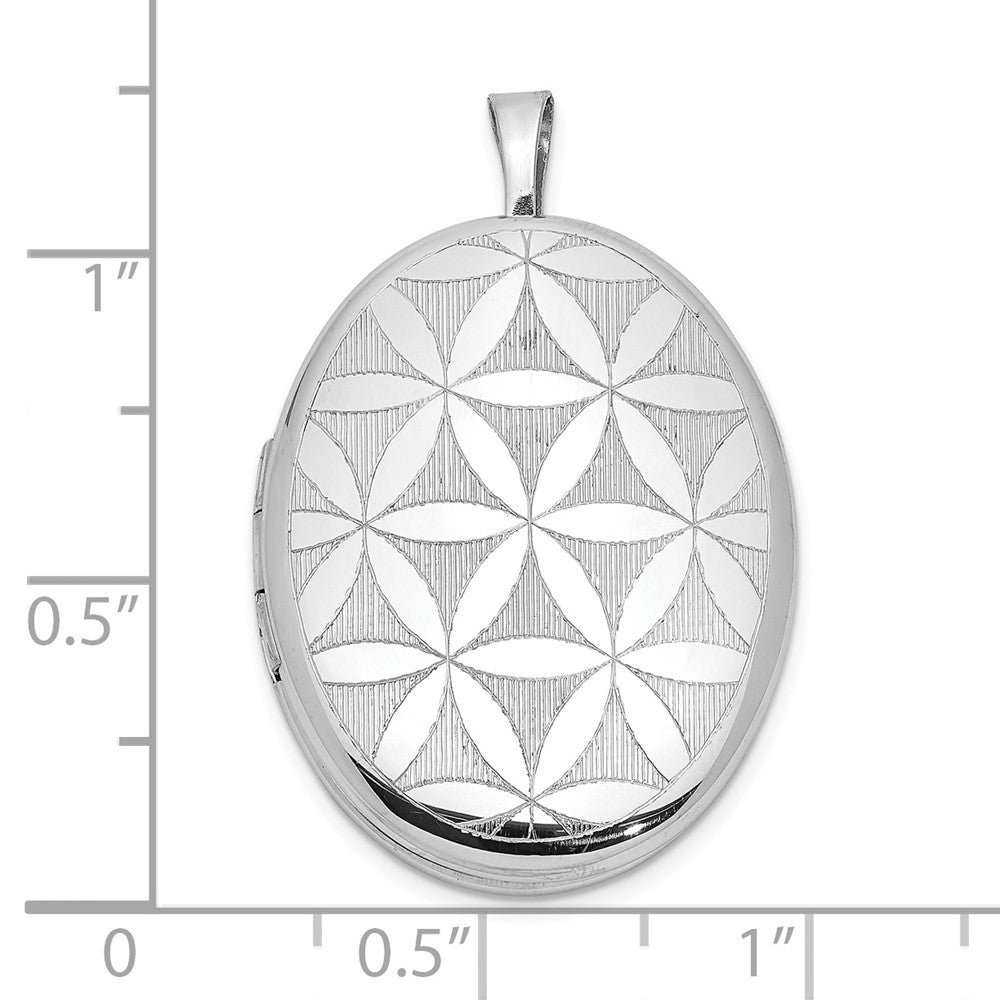 Sterlingsilber Rhodiniert Quilt Design 26x20mm Oval Medaillon