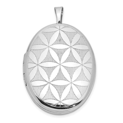 Sterlingsilber Rhodiniert Quilt Design 26x20mm Oval Medaillon