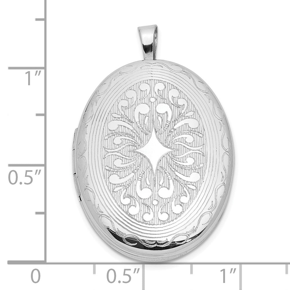 Sterlingsilber Rhodiniert Poliert Medallion 26x20mm Oval Medaillon