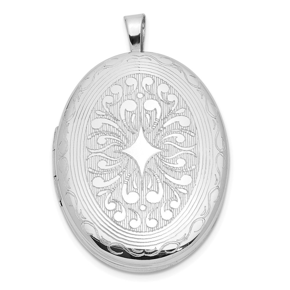 Sterlingsilber Rhodiniert Poliert Medallion 26x20mm Oval Medaillon