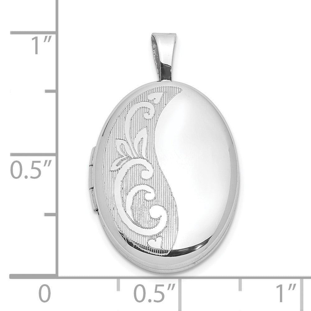 Sterlingsilber Rhodiniert Seite Ranke Design 19x15mm Oval Medaillon