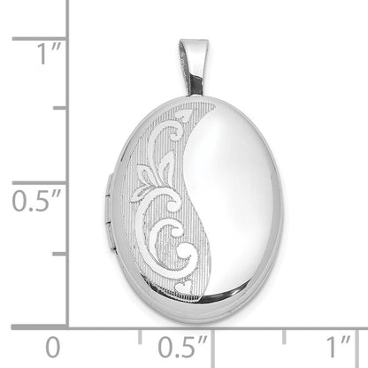 Sterlingsilber Rhodiniert Seite Ranke Design 19x15mm Oval Medaillon