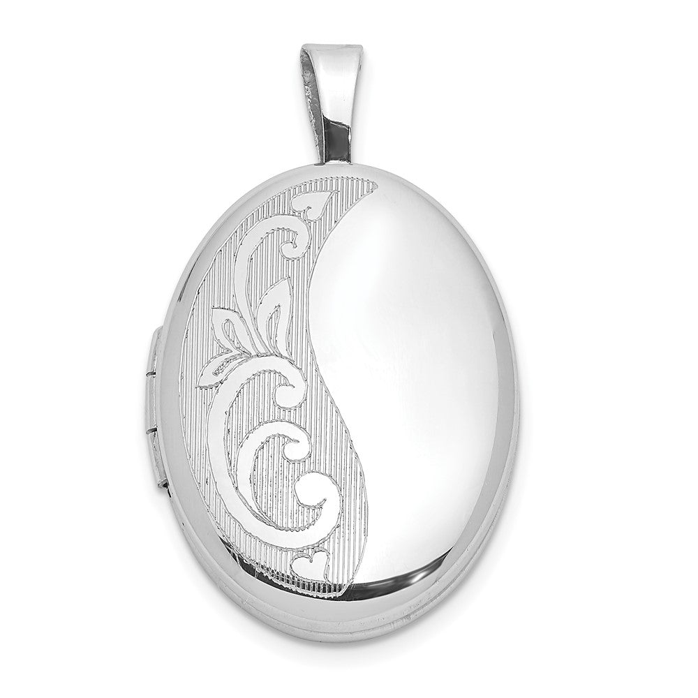 Sterlingsilber Rhodiniert Seite Ranke Design 19x15mm Oval Medaillon
