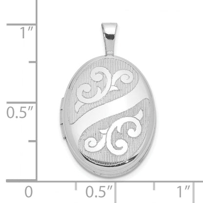 Sterlingsilber Rhodiniert Ranke Design 19x15mm Oval Medaillon