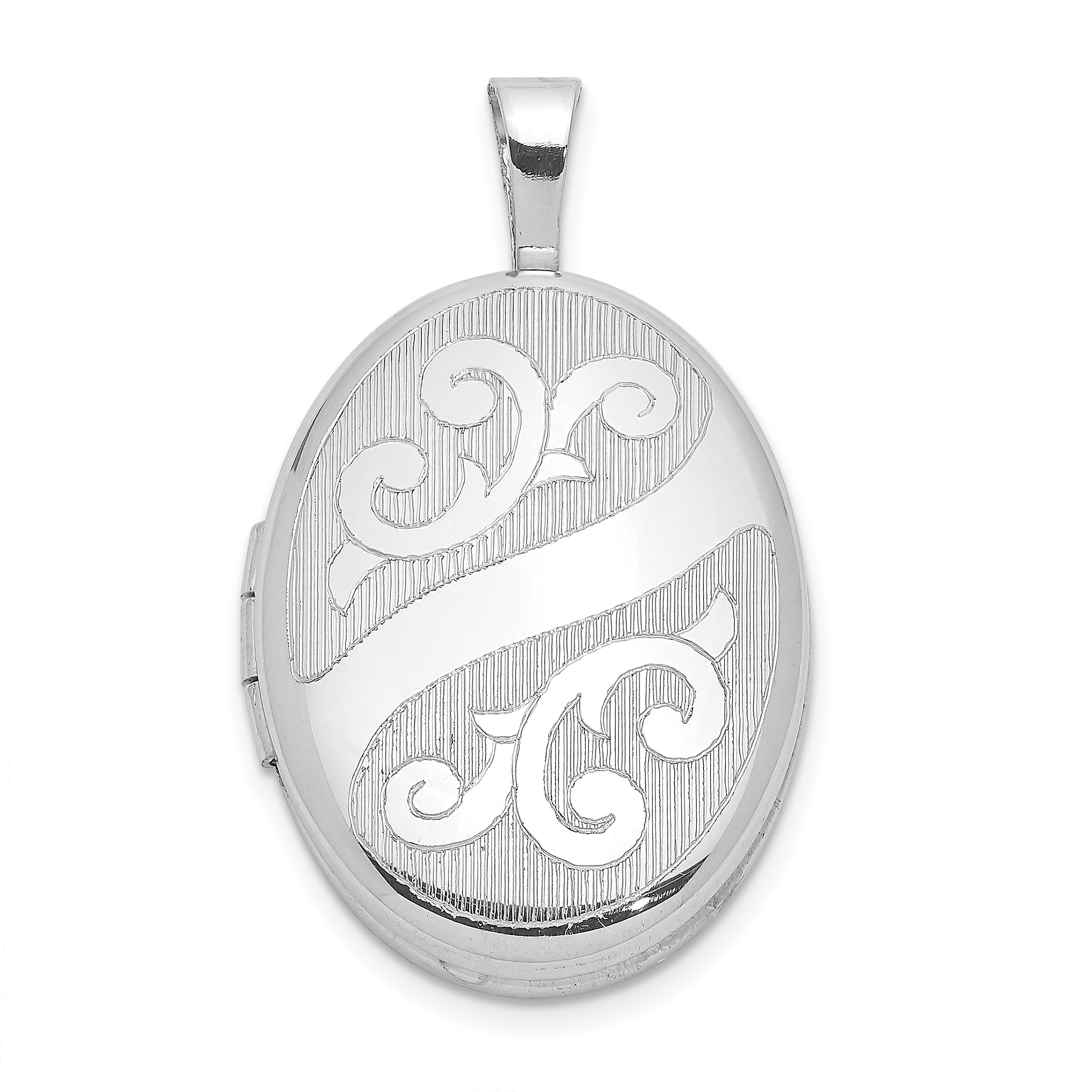 Sterlingsilber Rhodiniert Ranke Design 19x15mm Oval Medaillon