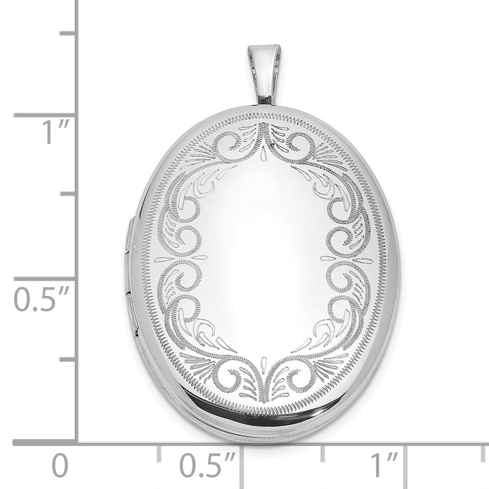 Sterlingsilber Rhodiniert Swirled Rand 26x20mm Oval Medaillon