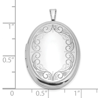Sterlingsilber Rhodiniert Swirled Rand 26x20mm Oval Medaillon