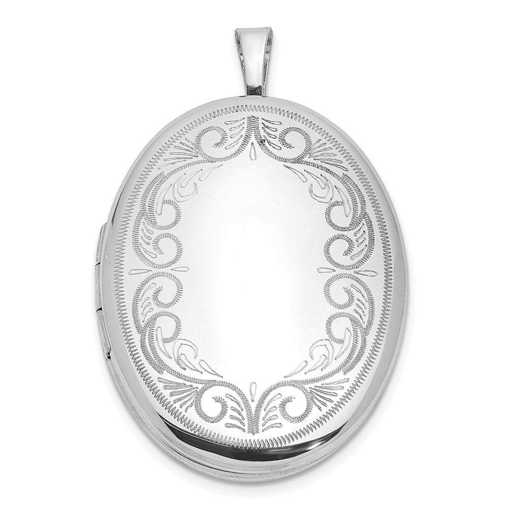 Sterlingsilber Rhodiniert Swirled Rand 26x20mm Oval Medaillon