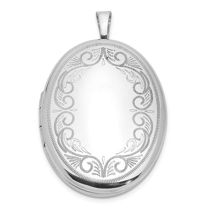 Sterlingsilber Rhodiniert Swirled Rand 26x20mm Oval Medaillon