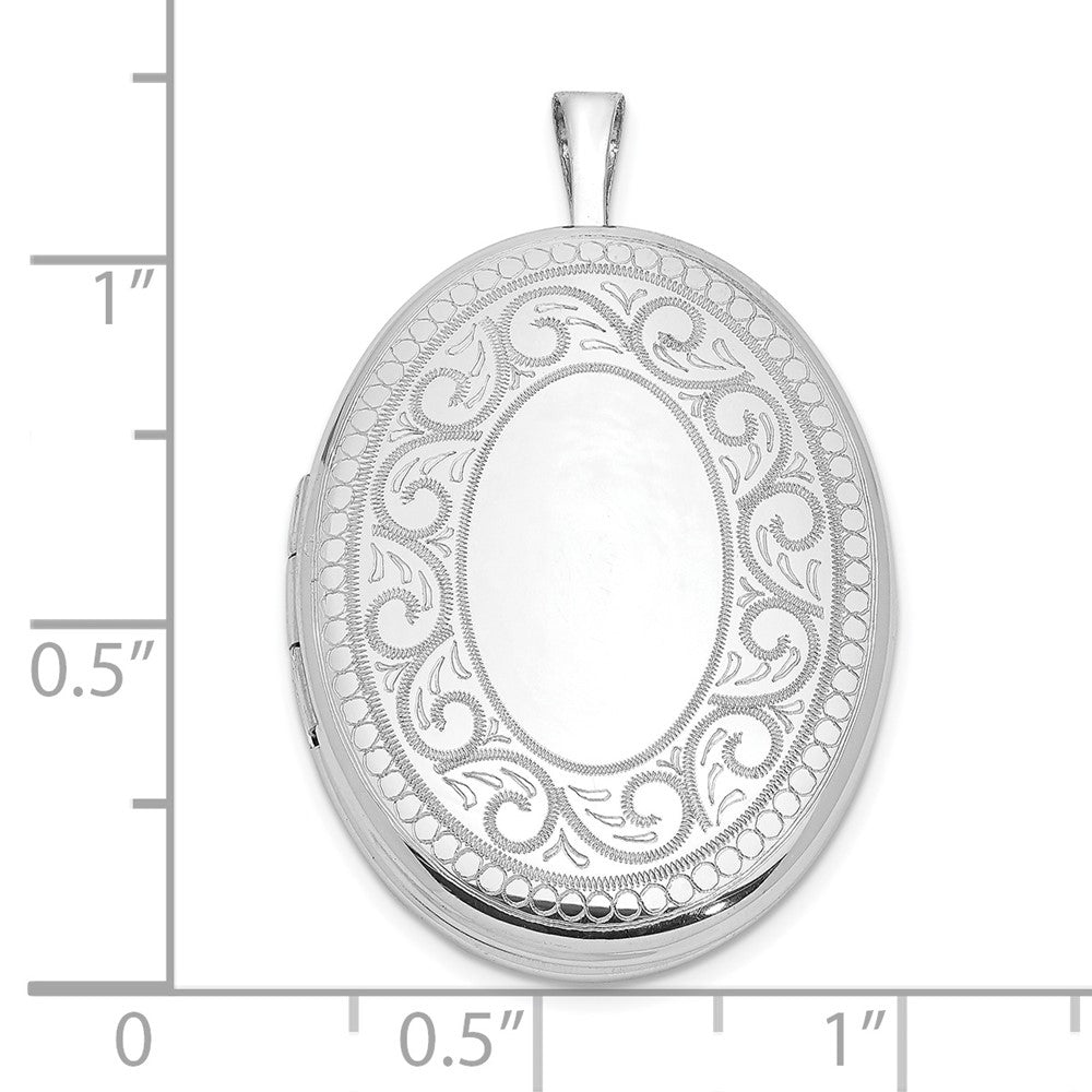 Sterlingsilber Rhodiniert Paisley Rand 26x20mm Oval Medaillon