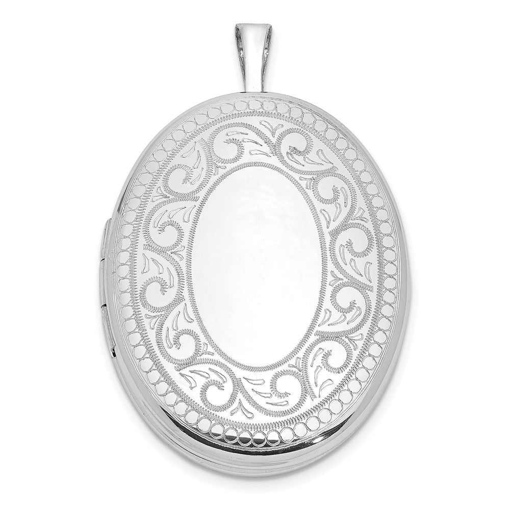 Sterlingsilber Rhodiniert Paisley Rand 26x20mm Oval Medaillon