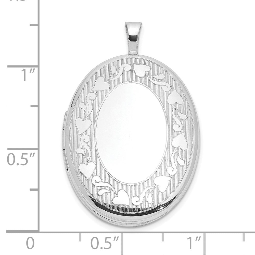 Sterlingsilber Rhodiniert Herz Rand 26x20mm Oval Medaillon