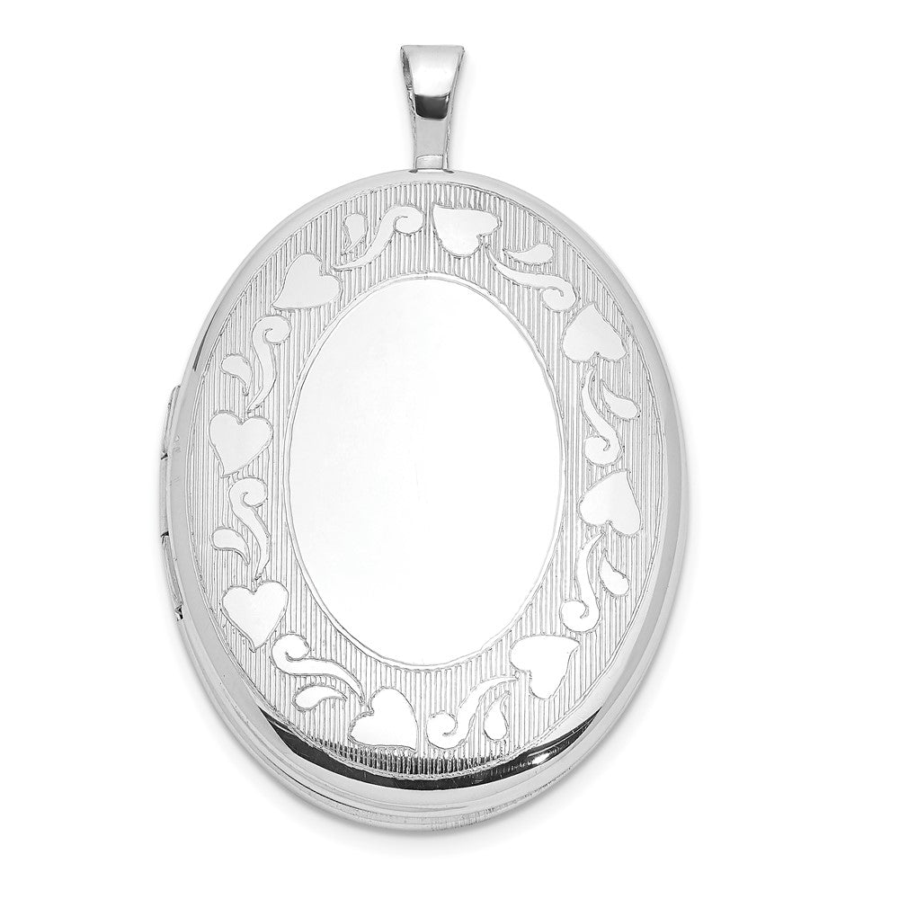 Sterlingsilber Rhodiniert Herz Rand 26x20mm Oval Medaillon