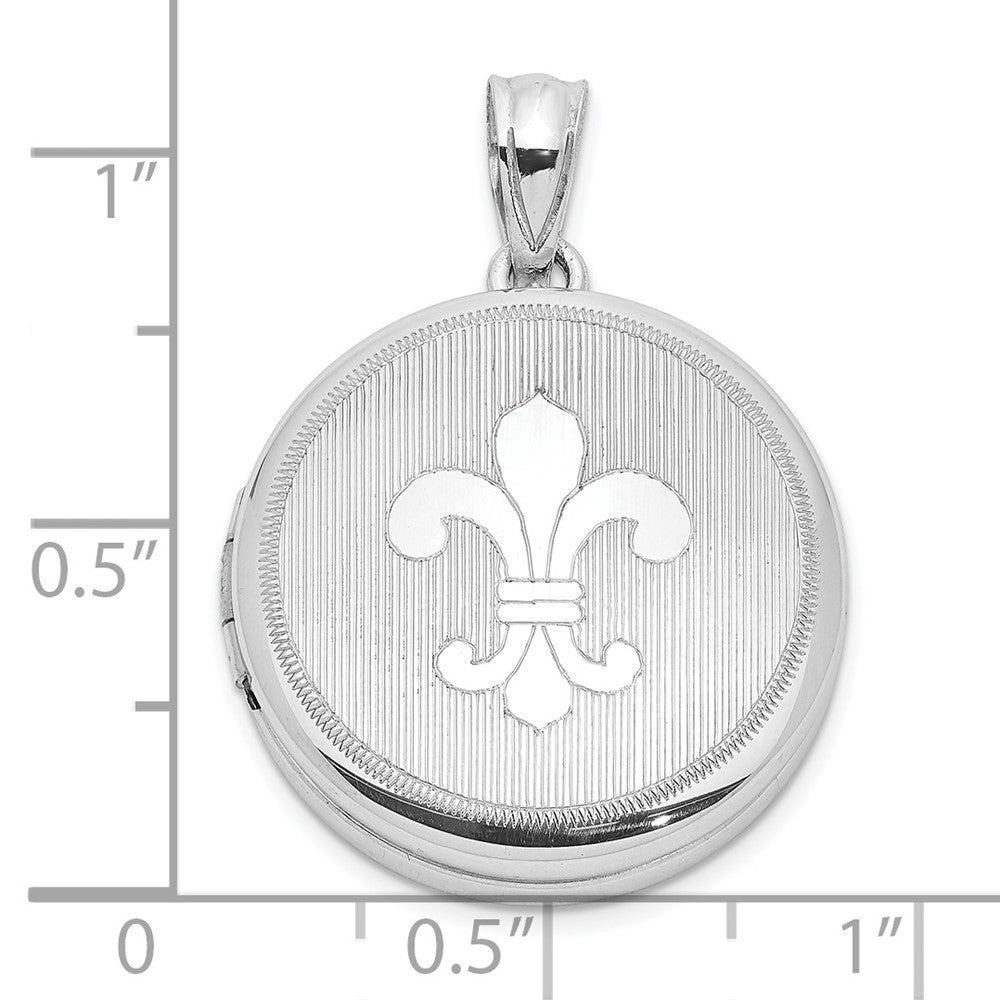 Sterlingsilber Rhodiniert Fleur De Lis 20mm Rund Medaillon