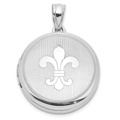 Sterlingsilber Rhodiniert Fleur De Lis 20mm Rund Medaillon