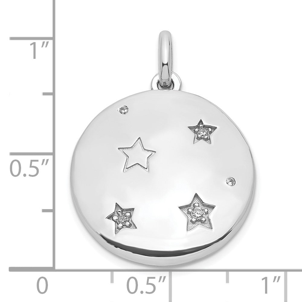 Sterlingsilber Rhodiniert Zirkonia Sterne 20mm Swing Medaillon