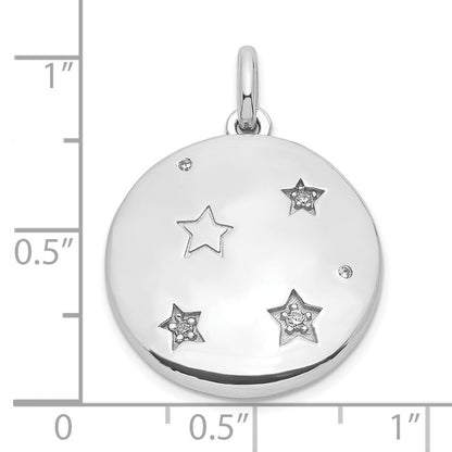 Sterlingsilber Rhodiniert Zirkonia Sterne 20mm Swing Medaillon