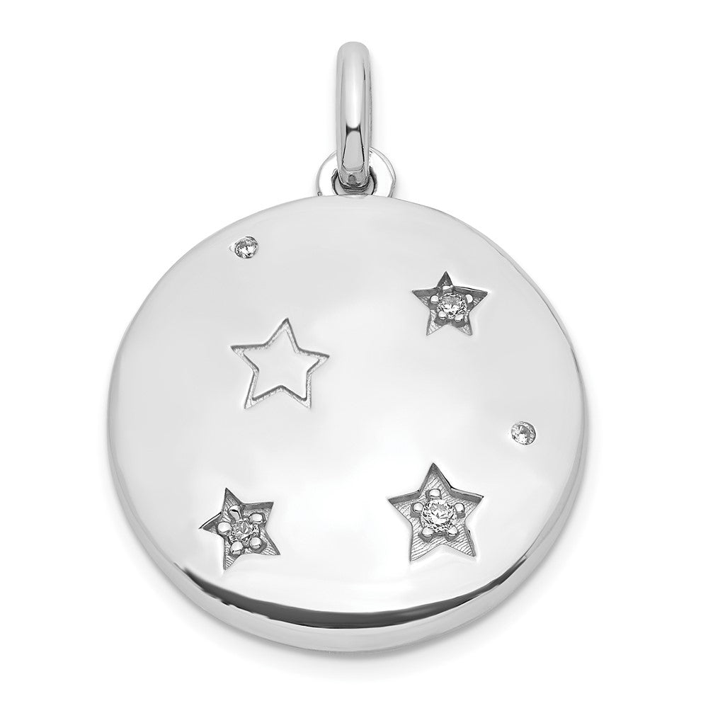 Sterlingsilber Rhodiniert Zirkonia Sterne 20mm Swing Medaillon