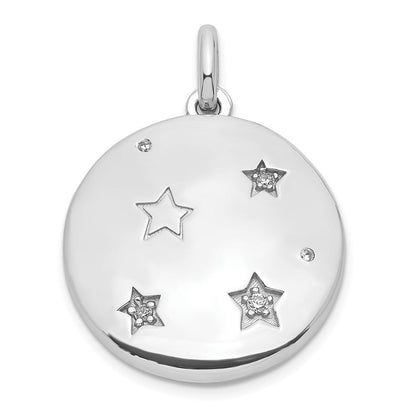 Sterlingsilber Rhodiniert Zirkonia Sterne 20mm Swing Medaillon
