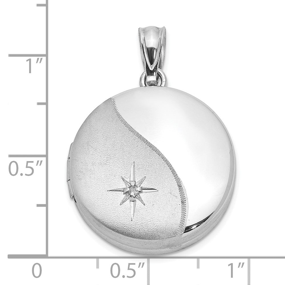 Sterlingsilber Rhodiniert Diamant 20mm Rund Medaillon