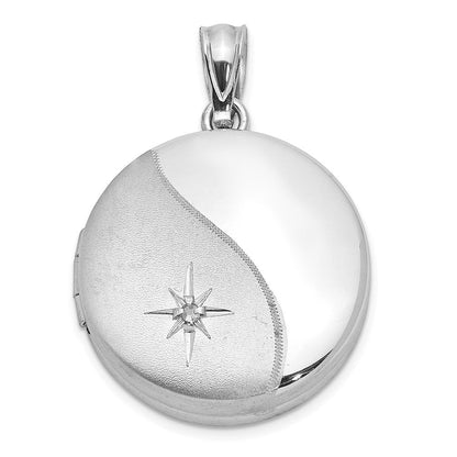 Sterlingsilber Rhodiniert Diamant 20mm Rund Medaillon