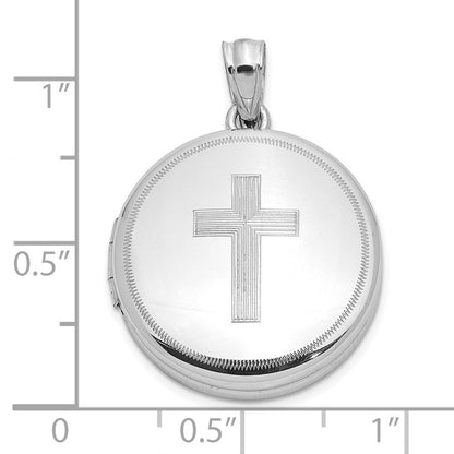 Sterlingsilber Rhodiniert Poliert Kreuz 20mm Rund Medaillon