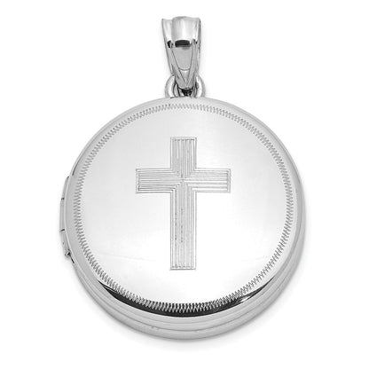 Sterlingsilber Rhodiniert Poliert Kreuz 20mm Rund Medaillon