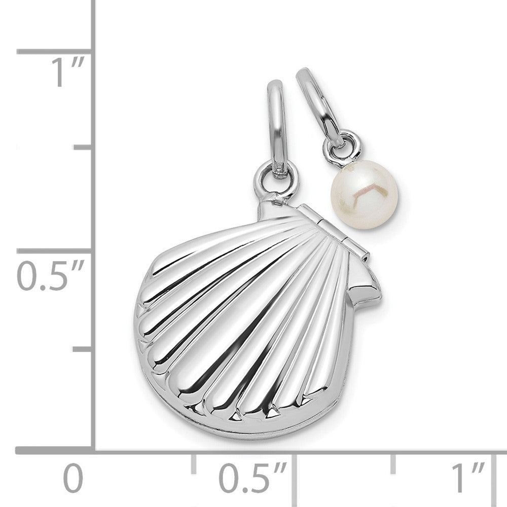 Sterlingsilber Rhodiniert Fwc Perle & Seashell 15mm Medaillon