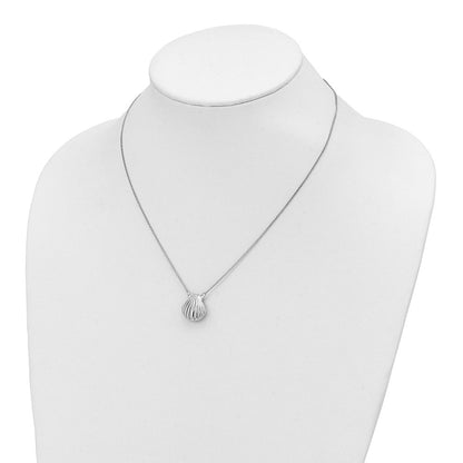 Sterlingsilber Rhodiniert Seashell 15mm Medaillon Halskette