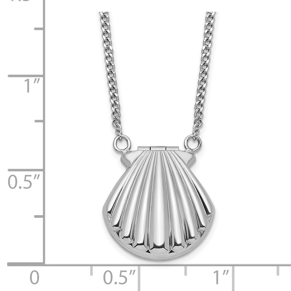 Sterlingsilber Rhodiniert Seashell 15mm Medaillon Halskette