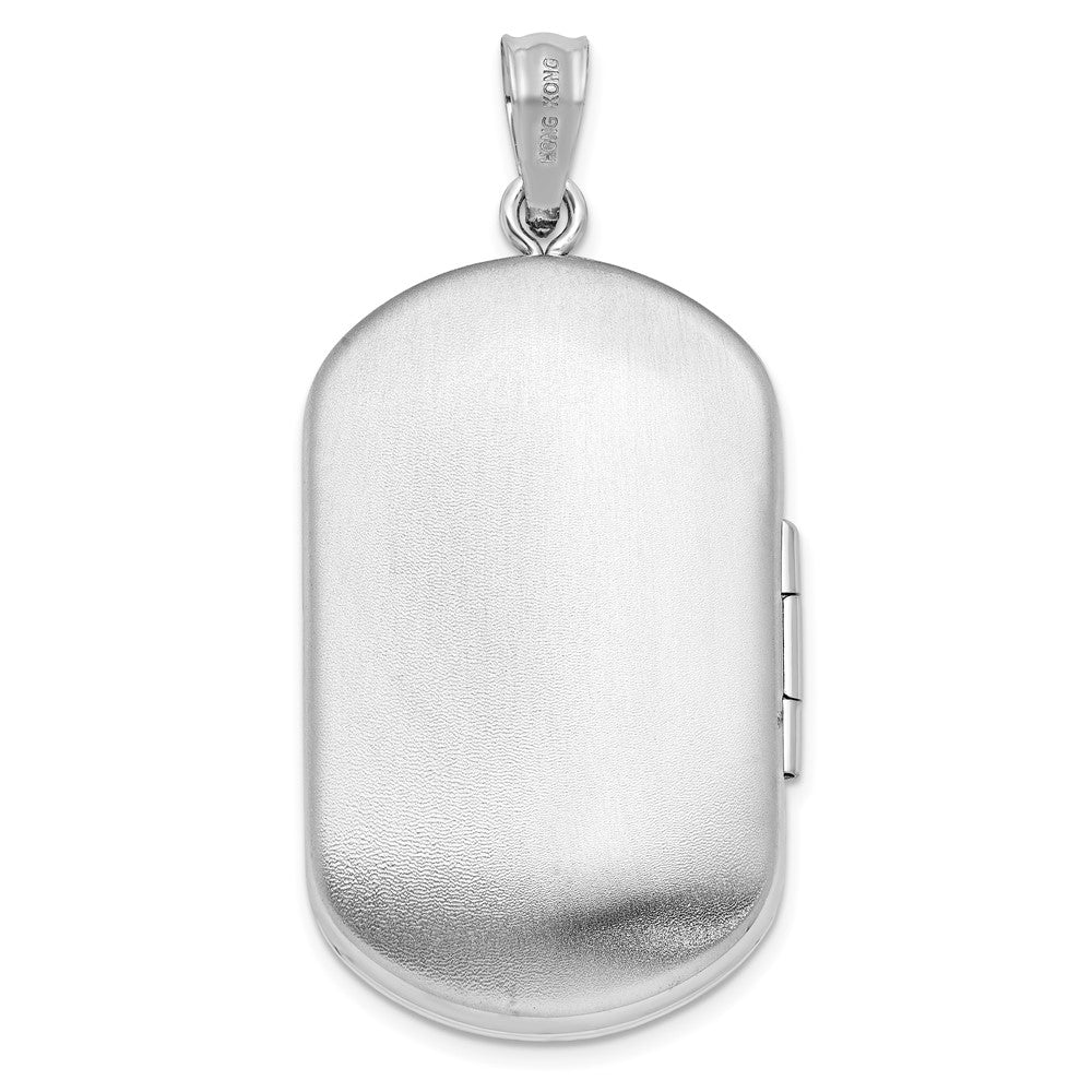Sterlingsilber Rhodiniert Scrolled Rand 30x19mm Rechteck Medaillon