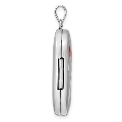 Sterlingsilber Rhodiniert Emaille Blumen 30x19mm Rechteck Medaillon