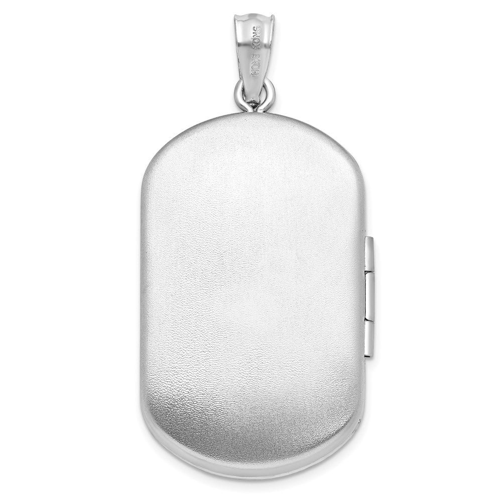 Sterlingsilber Rhodiniert Emaille Blumen 30x19mm Rechteck Medaillon