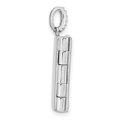 Sterlingsilber Rhodiniert Zirkonia 19mm Book Medaillon