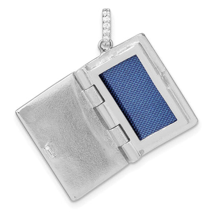 Sterlingsilber Rhodiniert Zirkonia 19mm Book Medaillon