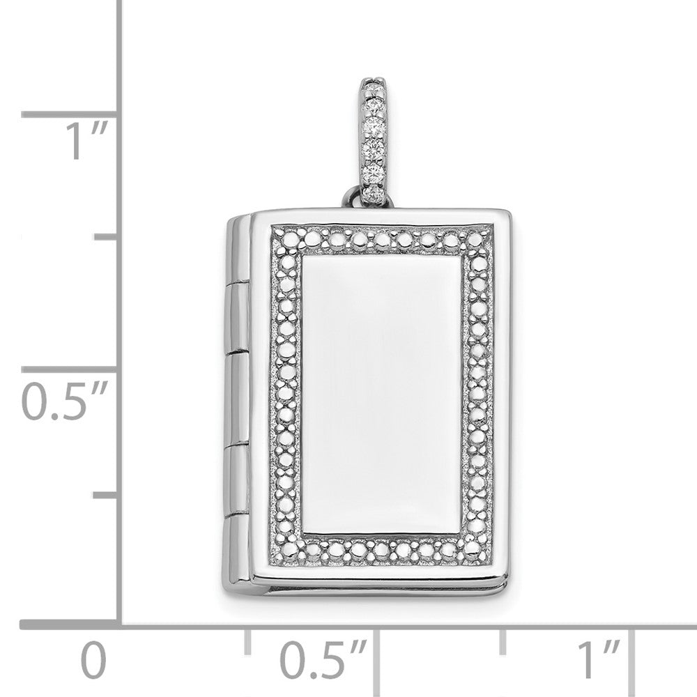Sterlingsilber Rhodiniert Zirkonia 19mm Book Medaillon