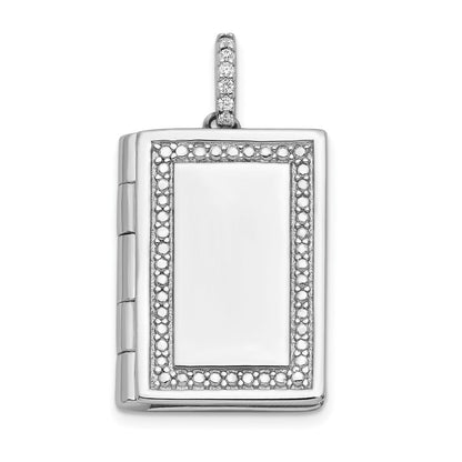Sterlingsilber Rhodiniert Zirkonia 19mm Book Medaillon