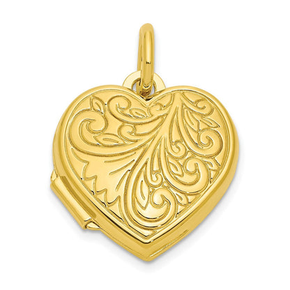 Sterlingsilber Goldfarben Poliert Filigran Design Herz Medaillon
