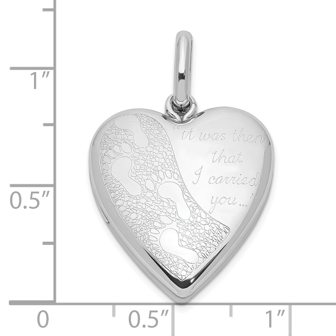 Sterlingsilber Rhodiniert 20mm Footprints Herz Swing Medaillon