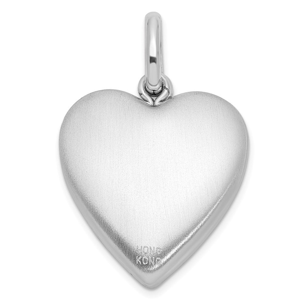 Sterlingsilber Rhodiniert 20mm Emaille Rose Herz Swing Medaillon